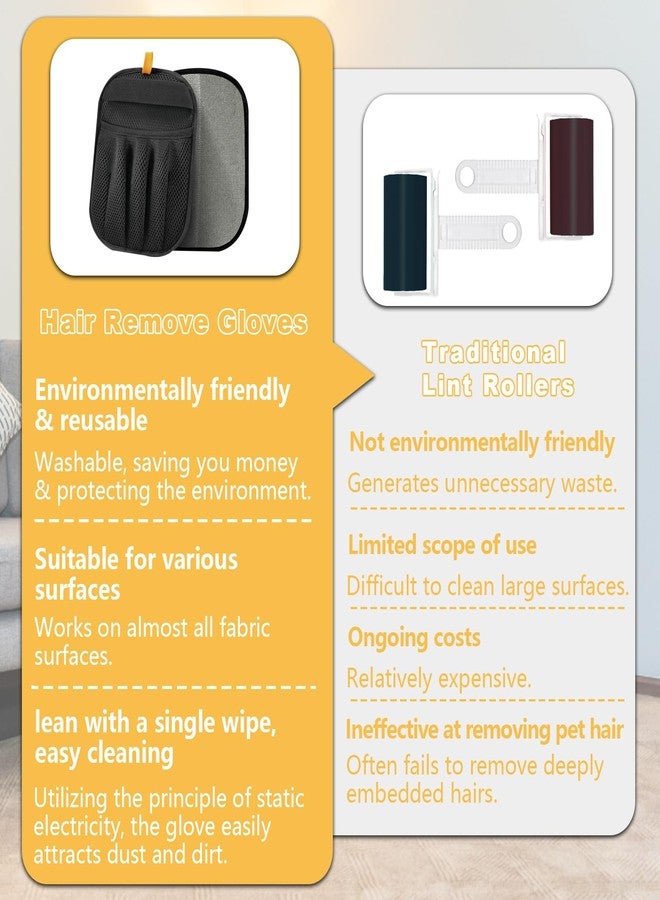 KUNAL 3 Pack Pet Hair Removal Glove,Electrostatic Pet Hair Removal Gloves,Five-Finger Grooming Tool,Reusable Fur Remover Glove for Pet Hair, Clothing, Couch, Furniture, Carpet, Car Seat - Image 3